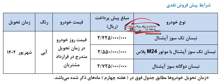 طرح جدید پیش فروش وانت نیسان (خرداد 1402)